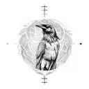 Raven on an opened book with egg timer  tattoo design idea