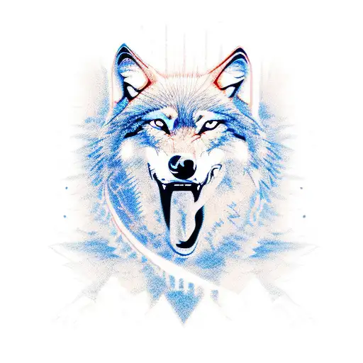 wolf howling to the moon tattoo design idea
