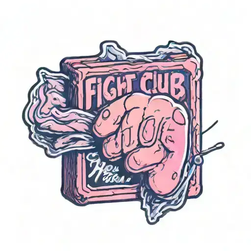 holding a pink soap with the inscription fight club tattoo design idea