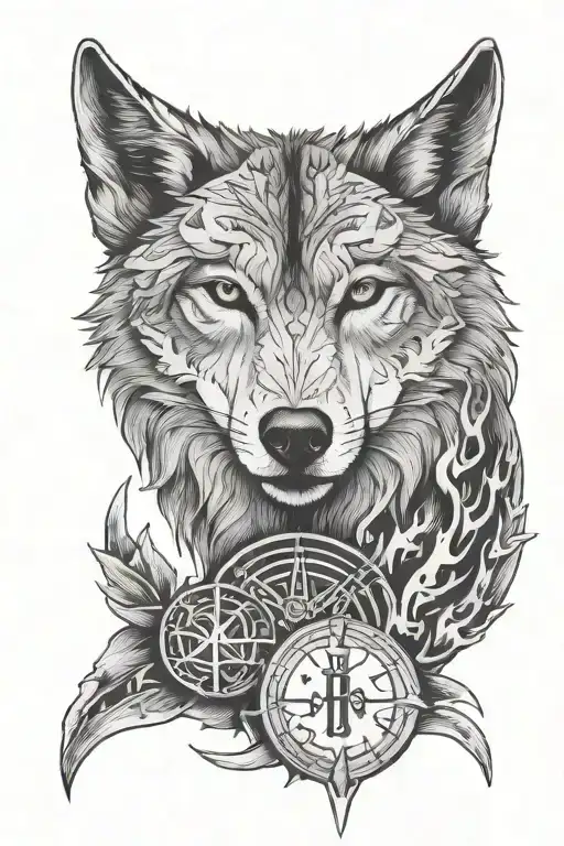 helm of awe Rune and Wolf&nbsp; tattoo design idea
