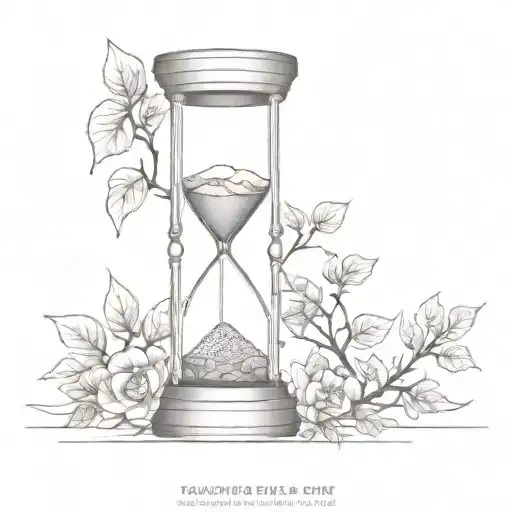 A detailed blackwork tattoo of an hourglass filled with brain and tree, symbolising positive mind and growth  tattoo design idea