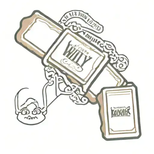 willy wonka chocolate bar and golden ticket  tattoo design idea