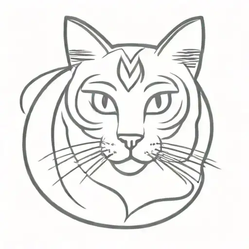 long hair cat with ear tips and bullseye tabby making a heart with their tails tattoo design idea