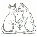 two cats making a heart with their tails. one is fluffy with lynx ear tips and the other is a bulls eye tabby with swirl tattoo design idea