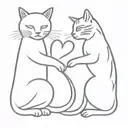 two cats making a heart with their tails. one is fluffy with lynx ear tips and the other is a bulls eye tabby with swirl tattoo design idea