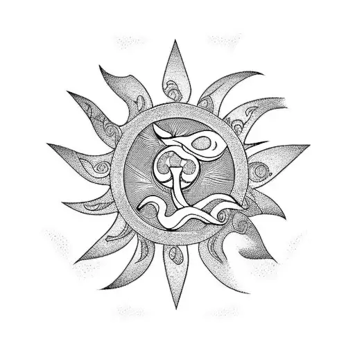 bunch of grape, cross, phoenix, sun tattoo design idea