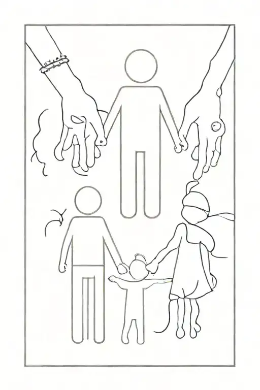 family of 5 four boys 2 girls holding hands tattoo design idea