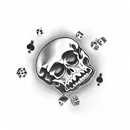 chance, dice, cards, luck, skulls tattoo design idea