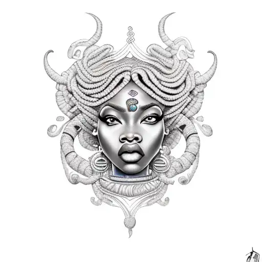 Afrocentric virgo woman  tattoo design idea