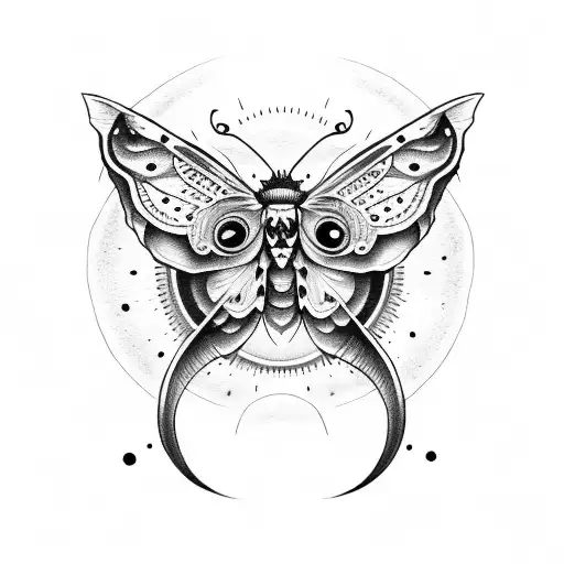 moth skull moon eclipse  tattoo design idea
