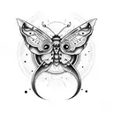 moth skull moon eclipse  tattoo design idea