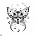moth skull moon eclipse  tattoo design idea