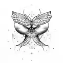 moth skull moon tattoo design idea