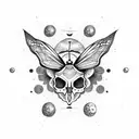 moth skull moon tattoo design idea