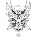 moth skull moon tattoo design idea