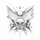 moth skull moon eclipse  tattoo design idea