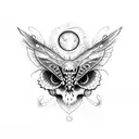moth skull moon eclipse  tattoo design idea
