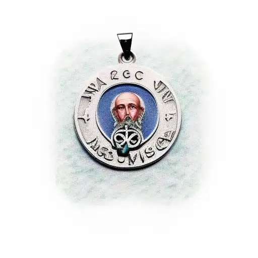 saint benedict medal tattoo design idea