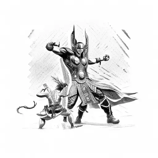 Thor and Odin battle  tattoo design idea