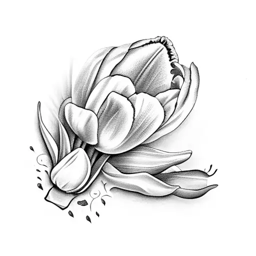 Dutch clog with tulips growing inside tattoo design idea