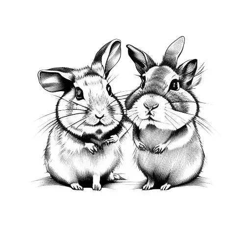 Hamster And Rabbit With Love  tattoo design idea