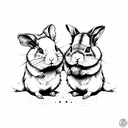 Hamster And Rabbit With Love  tattoo design idea