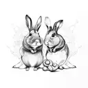 Hamster And Rabbit With Love  tattoo design idea