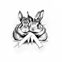 Hamster And Rabbit With Love  tattoo design idea