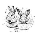 Hamster And Rabbit With Love  tattoo design idea