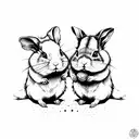 Hamster And Rabbit With Love  tattoo design idea