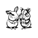 Hamster And Rabbit With Love  tattoo design idea