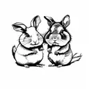 Hamster And Rabbit With Love  tattoo design idea