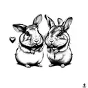 Hamster And Rabbit With Love  tattoo design idea