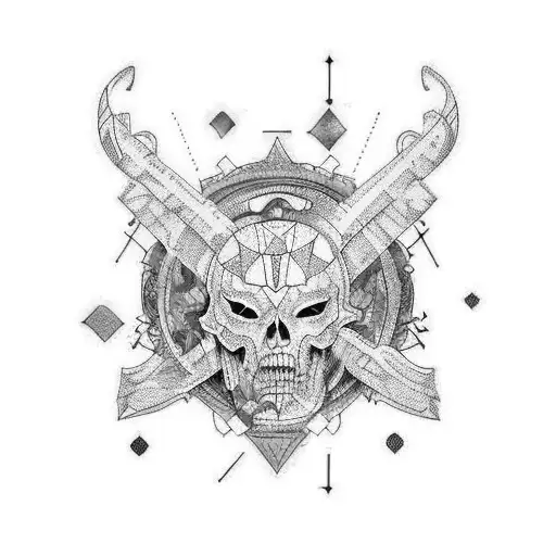 Create a tattoo that blends art creation tools with coding symbols tattoo design idea