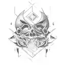 Create a tattoo that blends art creation tools with coding symbols tattoo design idea