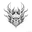 Create a tattoo that blends art creation tools with coding symbols tattoo design idea