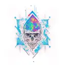 Create a tattoo that blends art creation tools with coding symbols tattoo design idea