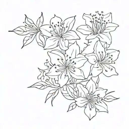 four azalea flowers wrapped tattoo design idea