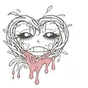 heart with crying anime face in it  tattoo design idea