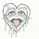 heart with crying anime face in it  tattoo design idea