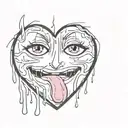 heart with crying anime face in it  tattoo design idea