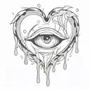 heart with crying anime face in it  tattoo design idea