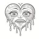 heart with crying anime face in it  tattoo design idea