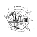 Marseille cityscape with a sunset over the ocean tattoo design idea