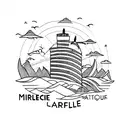 Marseille cityscape with a sunset over the ocean tattoo design idea