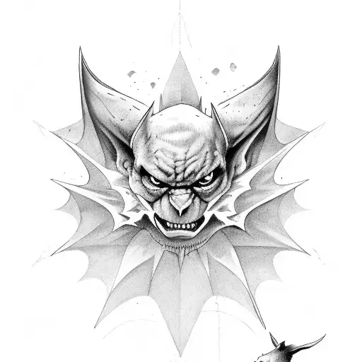  bat, superstition, evil, good, luck, fate tattoo design idea