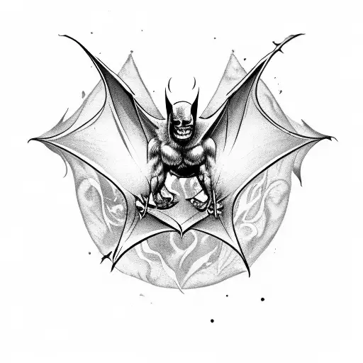  bat, superstition, evil, good, skull, floral tattoo design idea
