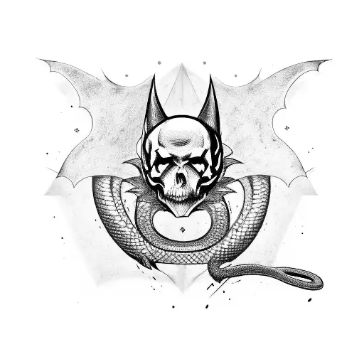 sleeve, bat, superstition, snake, evil, good, skull, floral tattoo design idea