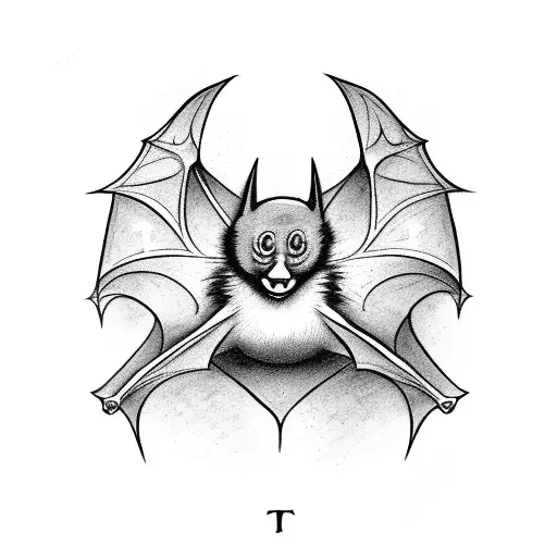  bat, superstition, tarot, luck tattoo design idea