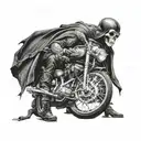 Death opens his cape from which Harley Davidson bikers emerge tattoo design idea